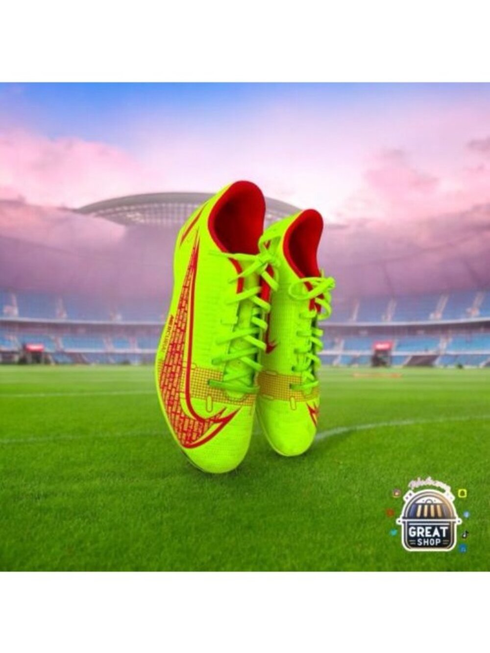 Nike Mercurial Vapor 14 Football Shoes Unisex Low-top Yellow/Red Size 5.5 US